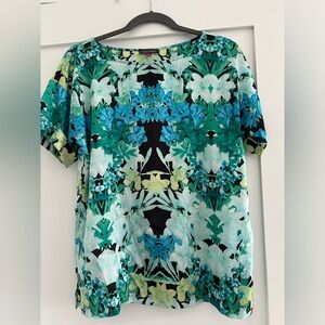 Vince Camuto blue & green floral blouse